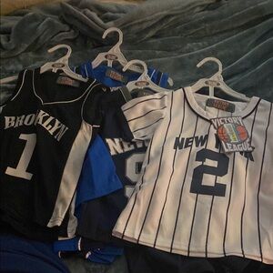 Kids Sports Jersey Set - Black, Blue, White  All 4 pcs